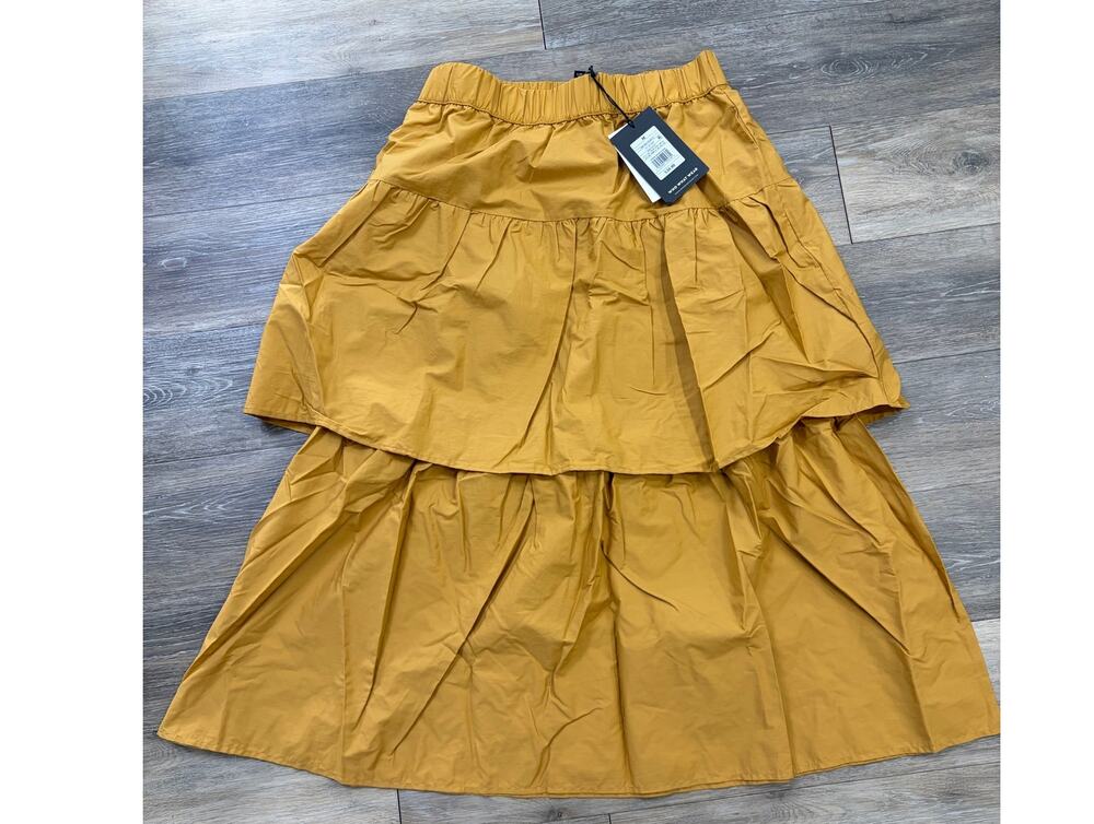 Who What Wear Mustard Tiered Skirt Medium Cottagecore Fall Statement NWT